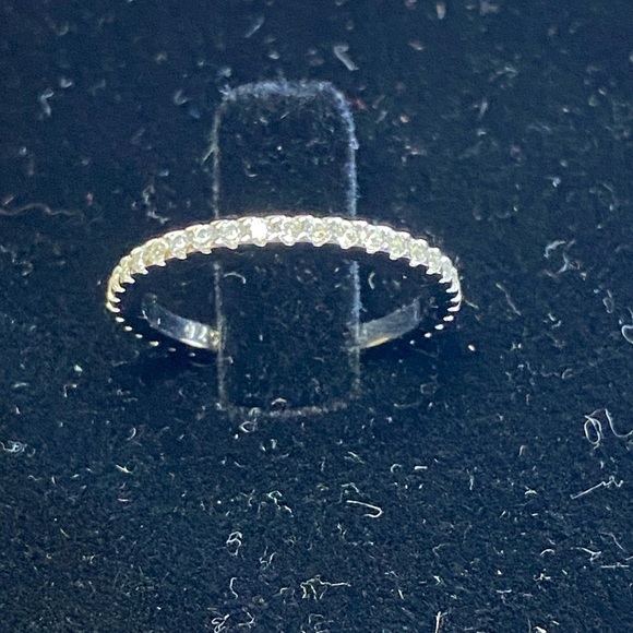 14K Gold Plated Solid 925 Sterling Silver CZ Eternity Band, size 5, NWOT - Picture 3 of 4